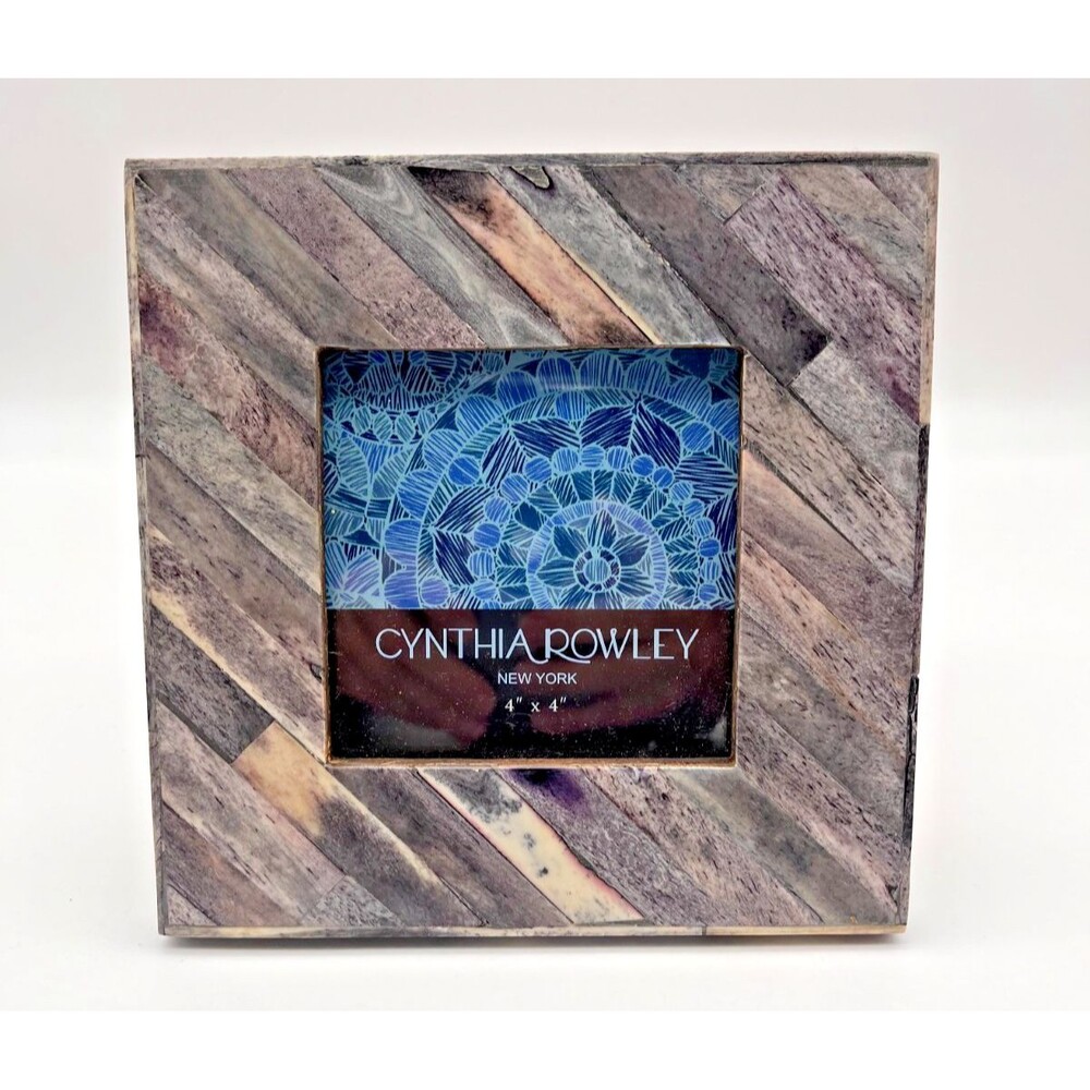 Cynthia Rowley Picture Frame Gray Marble Stone 4x4 Square Freestanding